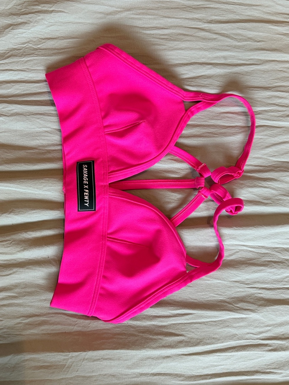 Savage X Fenty Neon Pink Logo Sport Bra